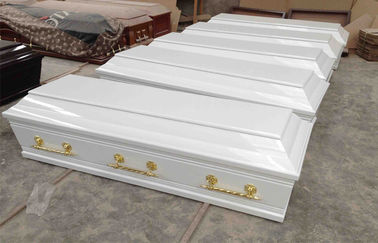 โลงศพไม้สีขาวกรีซพร้อมซับในและฝาปิดขนาด 200x49 / 65 / 43x52cm